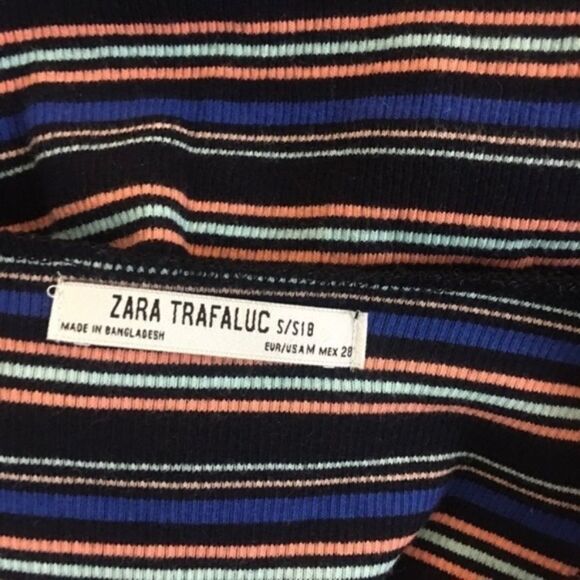 Zara Multicolor Ribbed Knit Striped Crop Top Size S Sleeveless Tank - Picture 4 of 4